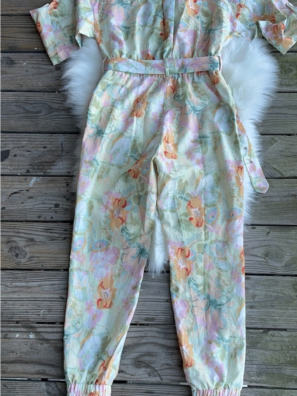 Lena Pastel Floral pants Jumpsuit with Belt - Picture 10 of 12